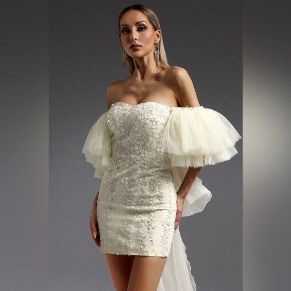 Bella Barnett Emma Off-the-Shoulder Sequin Streaking Mini Dress - Picture 3 of 10